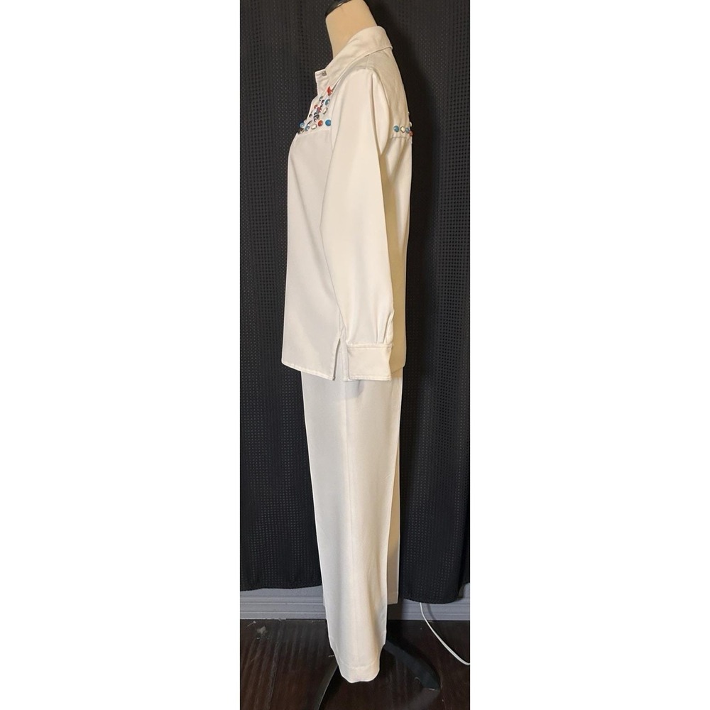 Vintage Sir James 60s 70s Polyester Pant Suit Dagger Flare Disco Mod Rockabilly - Picture 4 of 14